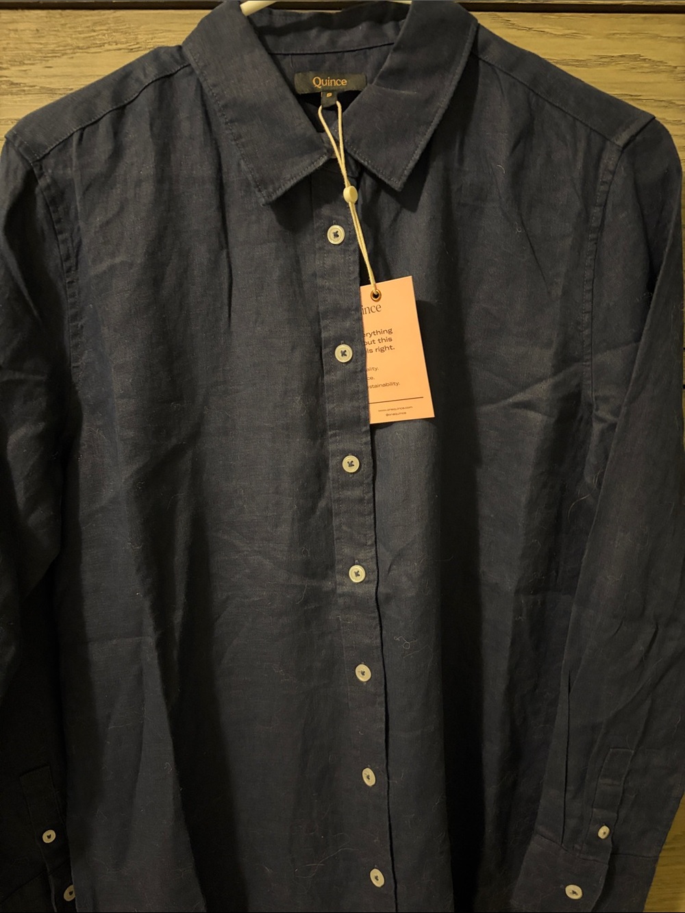 Quince 100% Linen Women’s Navy Button-Down Linen Shirt